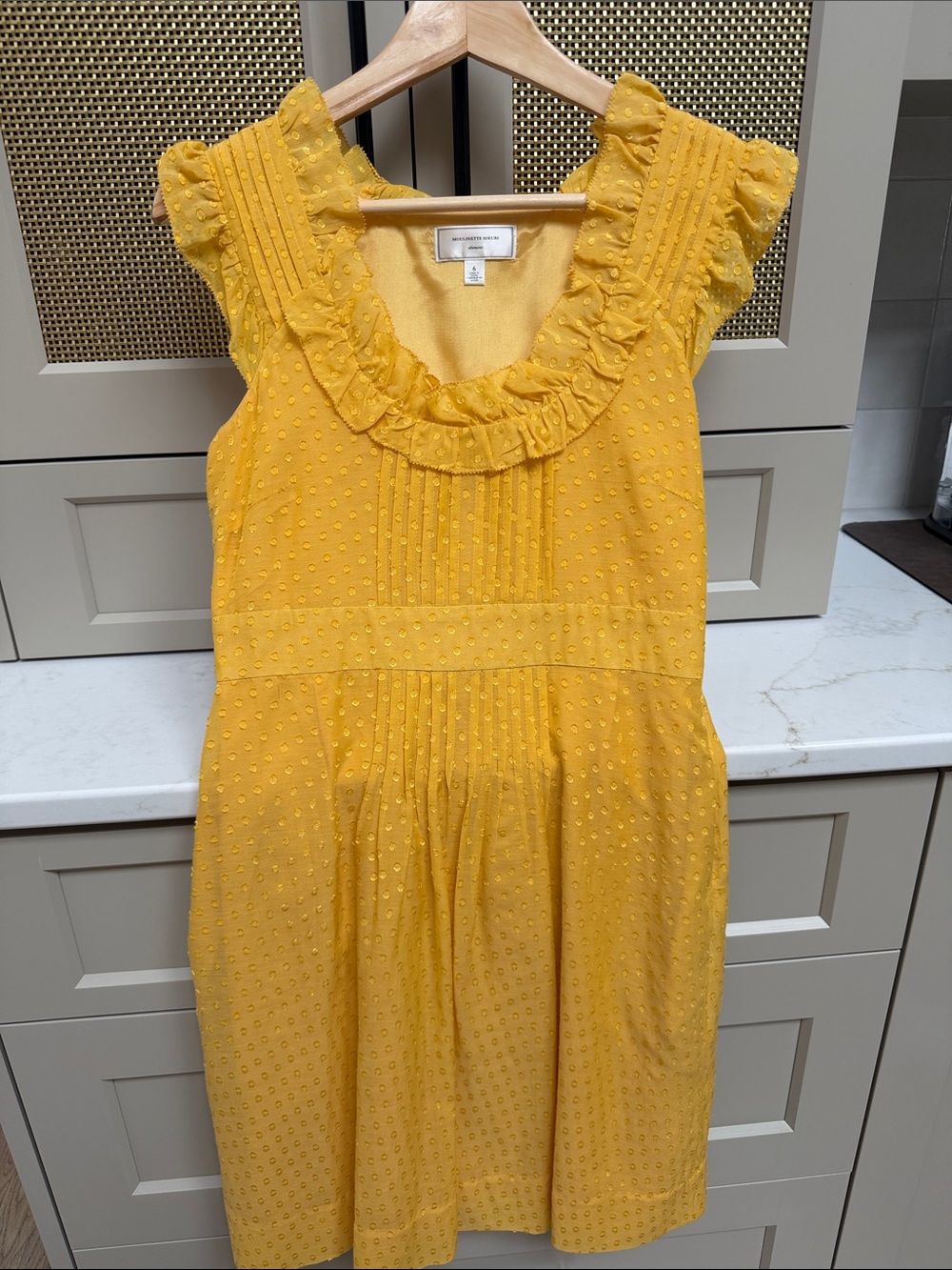 Moulinette Soeurs Sunflower Yellow Eyelet Ruffle Mini Dress